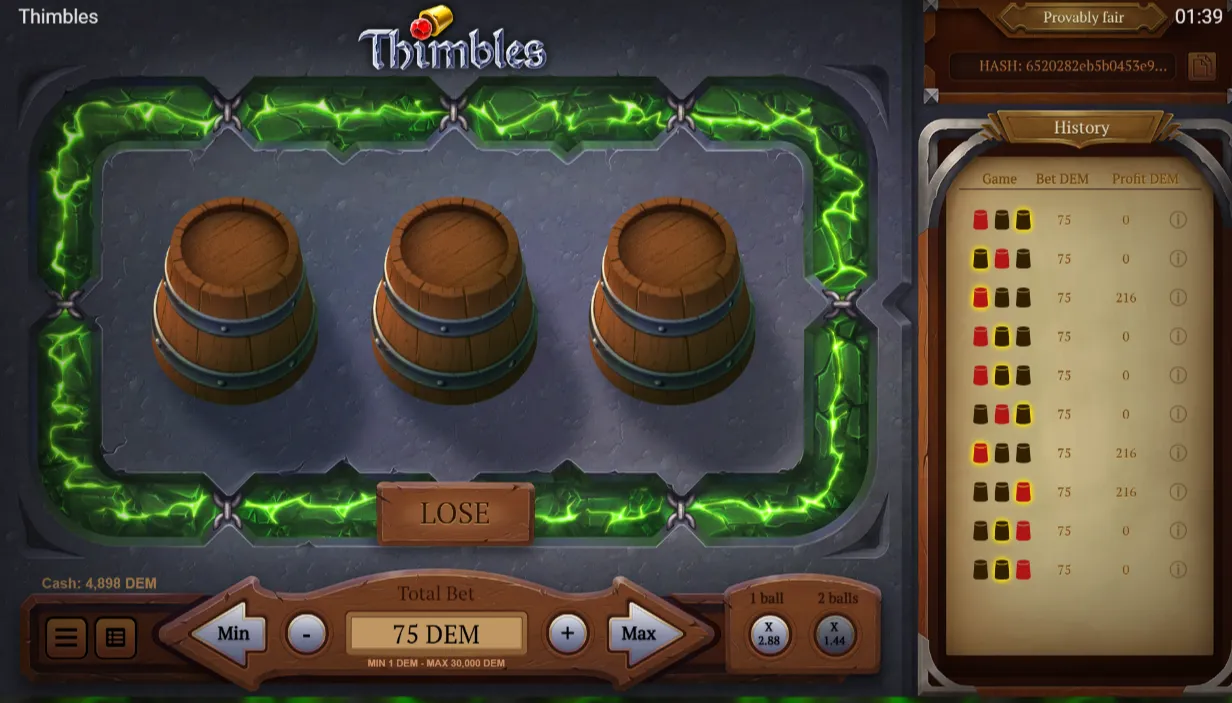 Thimbles Game